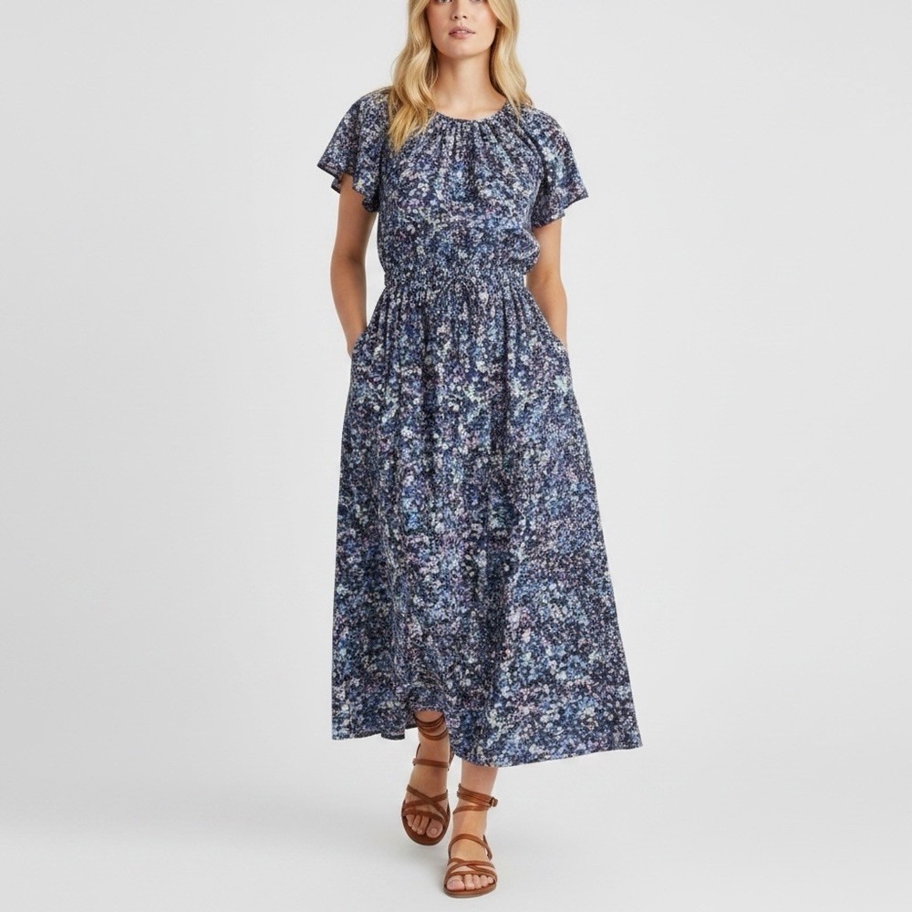 Marineโ Layer New Charlotte Off The Shoulder Cottagecore Boho Maxi Dress M Navy